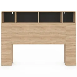 Tête de lit avec rangement intégré bois façon hêtre et noir 145 cm*IDMarket Clearance