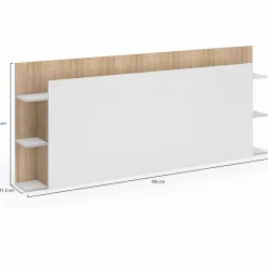 Tête de lit avec rangements blanc et bois sur pied*IDMarket Best