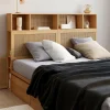 Tête de lit avec rangements fermés et niches cannage et bois 145cm*IDMarket Hot