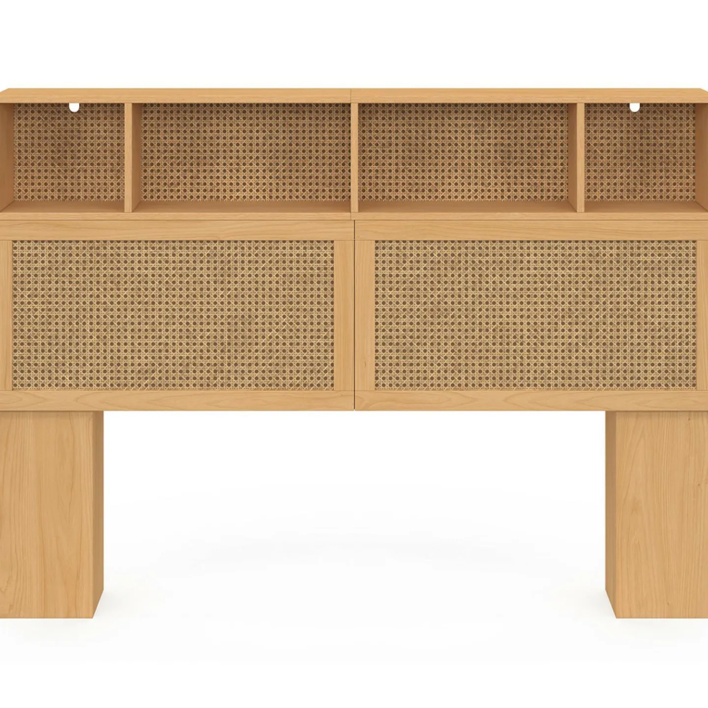 Tête de lit avec rangements fermés et niches cannage et bois 145cm*IDMarket Hot