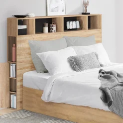 Tête de lit avec rangement intégré bois façon hêtre et noir 165 cm*IDMarket Sale
