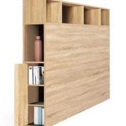 Tête de lit avec rangement intégré bois façon hêtre et noir 165 cm*IDMarket Sale