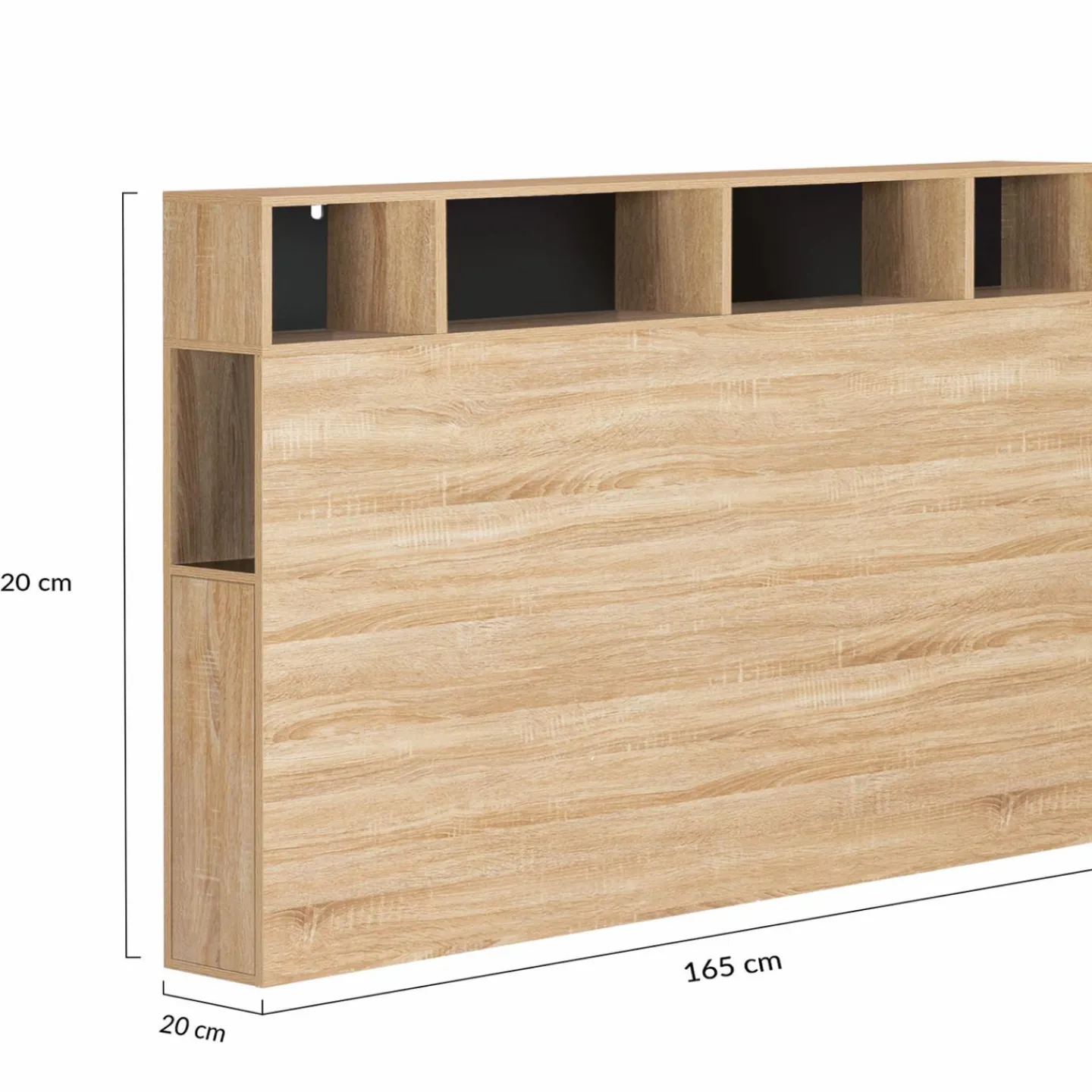Tête de lit avec rangement intégré bois façon hêtre et noir 165 cm*IDMarket Sale