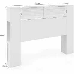 Tête de lit blanche 145 cm avec rangements fermés et niches*IDMarket Clearance