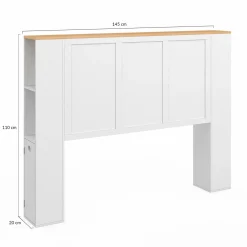 Tête de lit blanche sur pied avec plateau bois*IDMarket Best