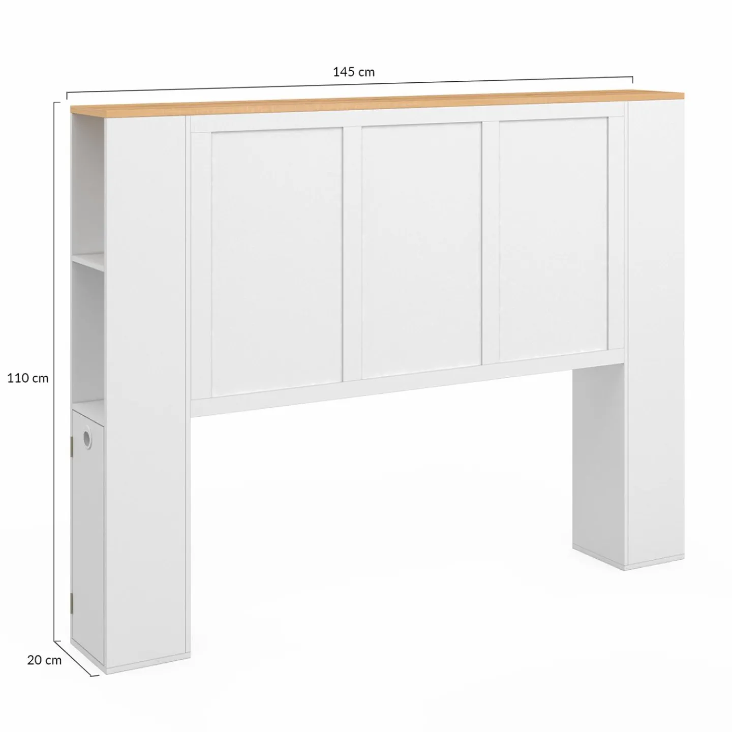 Tête de lit blanche sur pied avec plateau bois*IDMarket Best