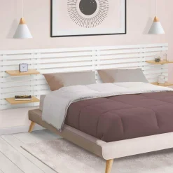 Tête de lit en lattes bois blanc étagères façon hêtre 240 cm*IDMarket Online