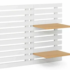 Tête de lit en lattes bois blanc étagères façon hêtre 240 cm*IDMarket Online