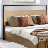 Tête de lit industrielle 145 cm bois et métal noir*IDMarket Sale