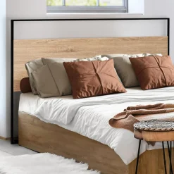 Tête de lit industrielle 145 cm bois et métal noir*IDMarket Sale