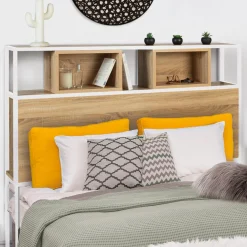 Tête de lit industrielle 145 cm bois et métal blanc*IDMarket New