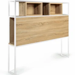 Tête de lit industrielle 145 cm bois et métal blanc*IDMarket New