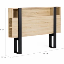 Tête de lit industrielle 160 cm bois et noir*IDMarket Online