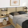 Tête de lit industrielle en lattes bois et métal avec étagères*IDMarket Discount