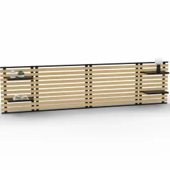 Tête de lit industrielle en lattes bois et métal avec étagères*IDMarket Discount