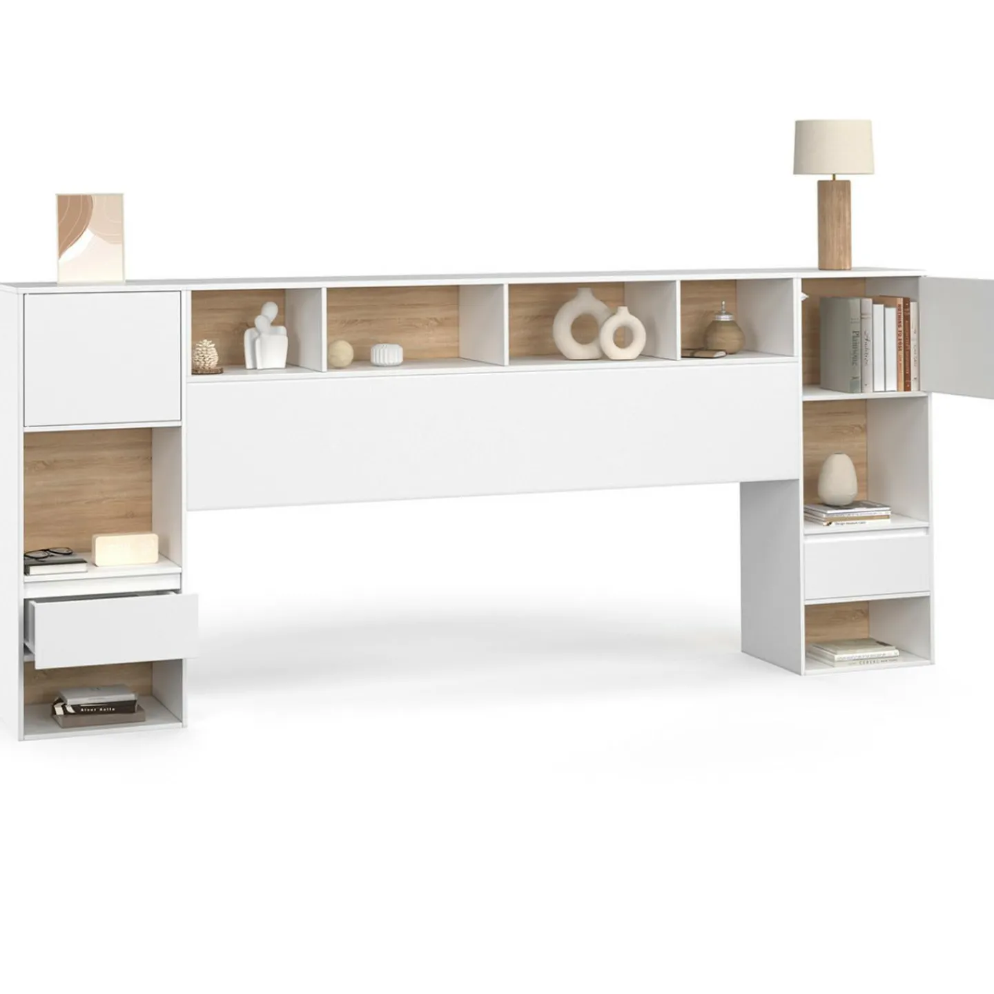 Tête de lit sur pied blanc et bois*IDMarket Outlet