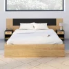 Tête de lit sur pied bois et noir avec chevets modulables*IDMarket Sale