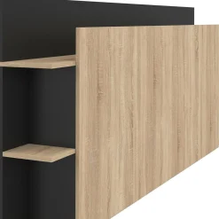 Tête de lit sur pied bois et noir avec rangement pour lit 140-160 cm*IDMarket Best