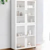 Vaisselier buffet haut 176 cm avec 4 portes vitrées blanc et bois*IDMarket Discount