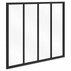Verrière 4 vitrages L. 120 x H.108 cm en métal noir et verre trempé*IDMarket Discount