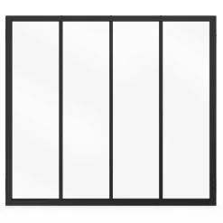 Verrière 4 vitrages L. 120 x H.108 cm en métal noir et verre trempé*IDMarket Discount