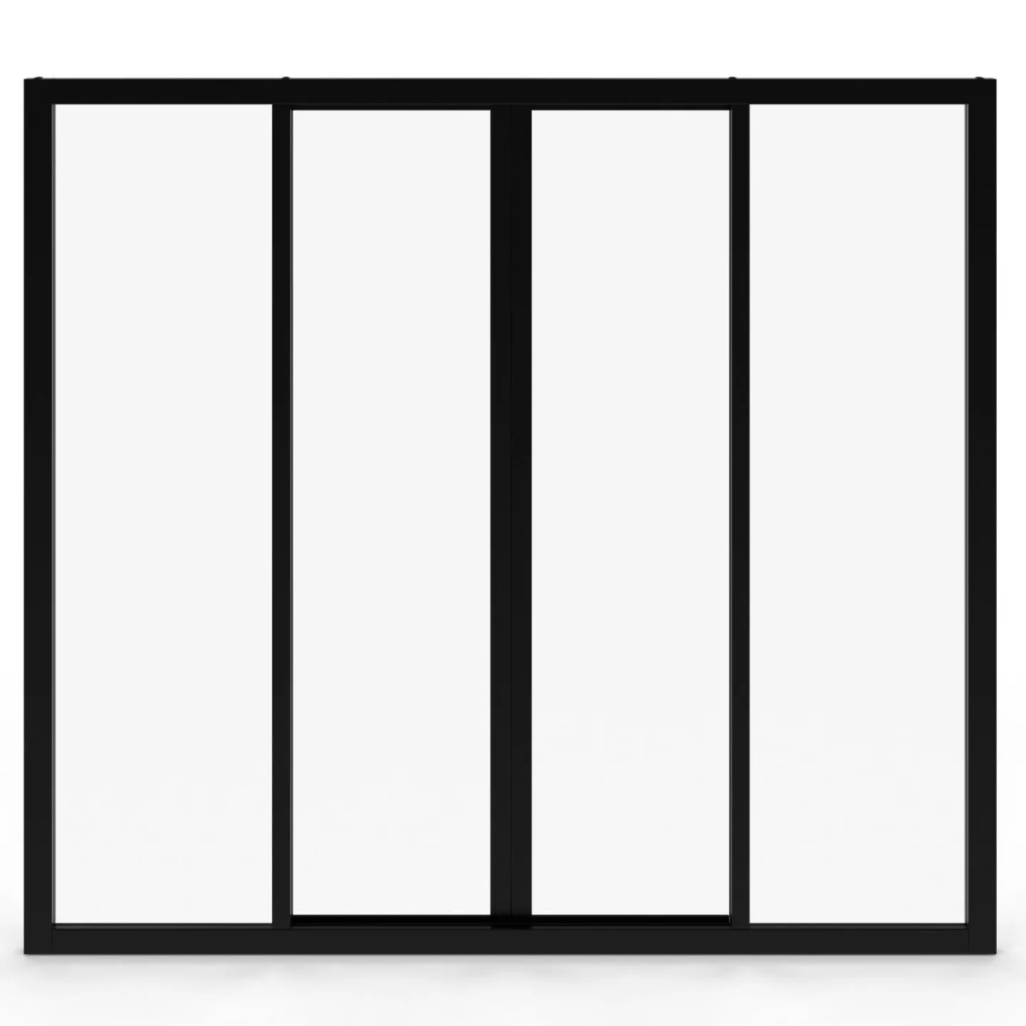 Verrière atelier coulissante 4 vitrages 120 x 108 cm en métal noir et verre trempé*IDMarket Best