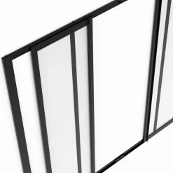 Verrière atelier coulissante 4 vitrages 120 x 108 cm en métal noir et verre trempé*IDMarket Best