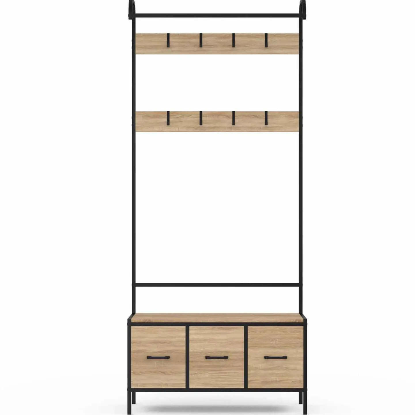 Vestiaire d'entrée avec banc et 3 tiroirs en tissu style industriel*IDMarket Sale