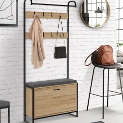 Vestiaire d'entrée avec banc et meuble à chaussures style industriel*IDMarket Outlet