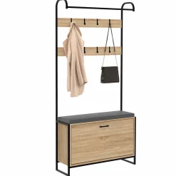 Vestiaire d'entrée avec banc et meuble à chaussures style industriel*IDMarket Outlet