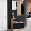 Vestiaire d'entrée avec miroir, porte-manteaux et range-chaussures*IDMarket Hot