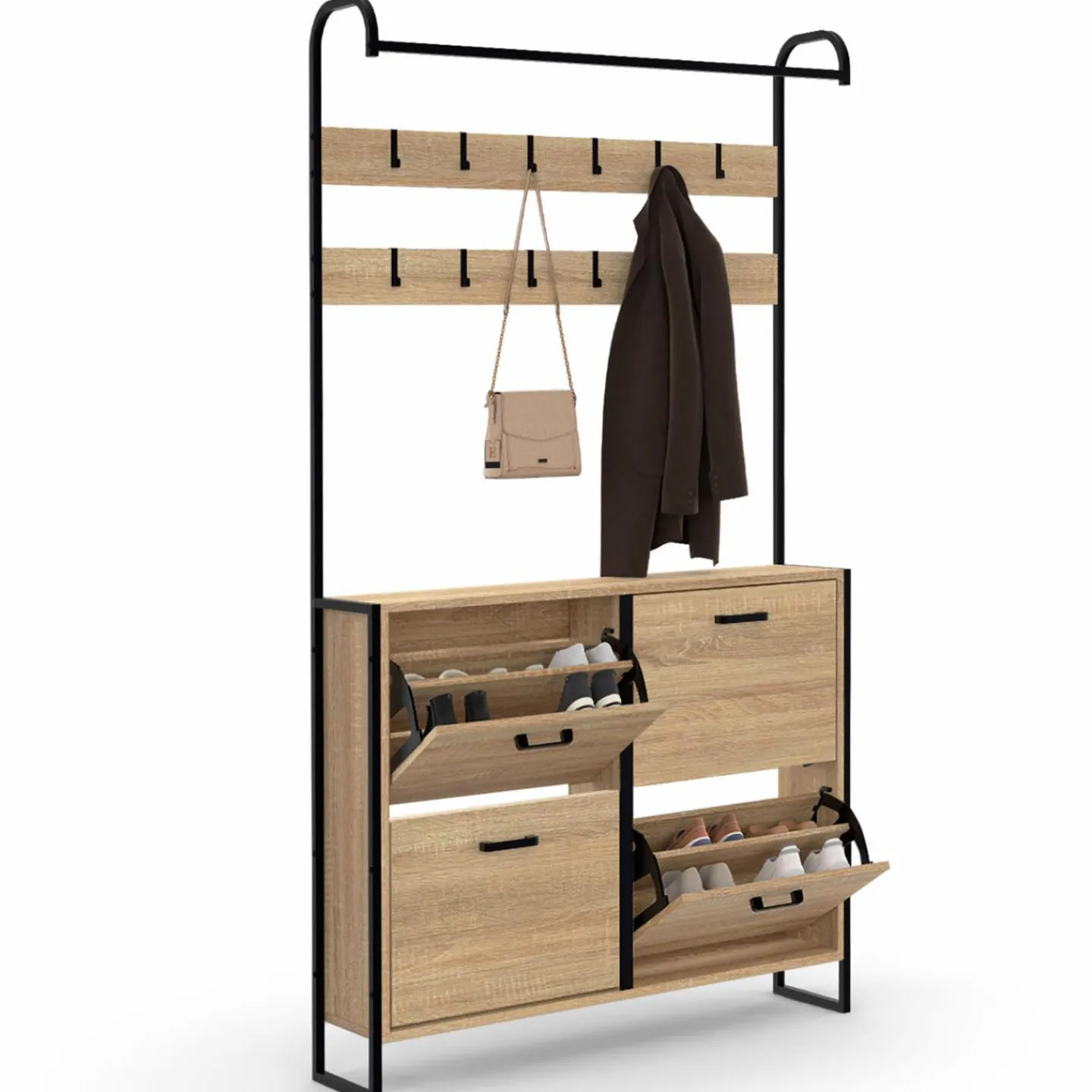 Vestiaire d'entrée industriel meuble chaussures 4 portes*IDMarket Sale