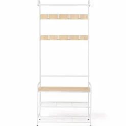 Vestiaire d'entrée industriel bois et métal blanc*IDMarket Discount