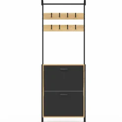 Vestiaire d'entrée meuble chaussures 2 portes bois et noir*IDMarket Online