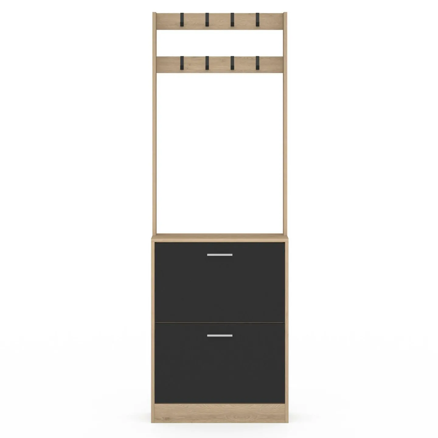 Vestiaire d'entrée meuble chaussures 2 portes effet bois et noir*IDMarket Sale