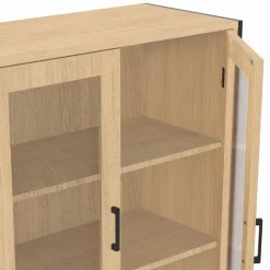 Vitrine buffet haut industriel 176 cm avec portes et étagères*IDMarket Clearance