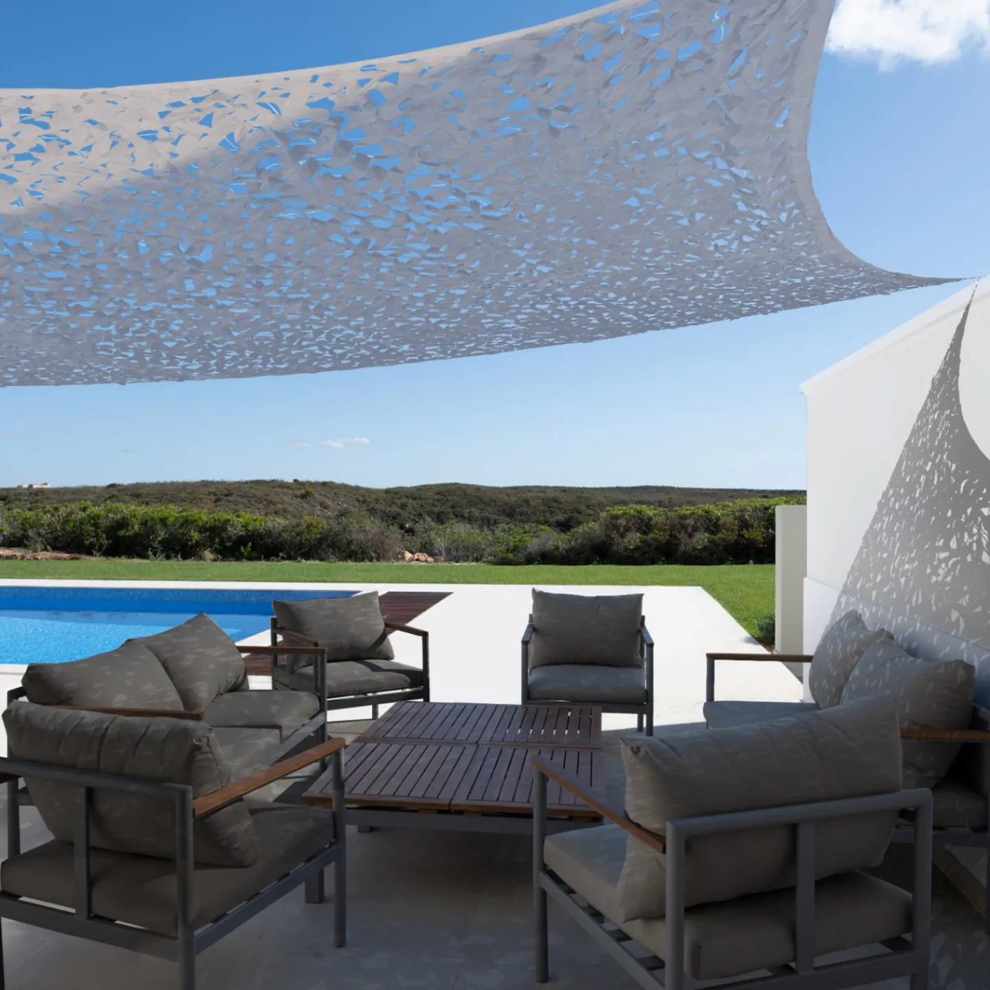 Voile ombrage camouflage gris clair rectangulaire 4x6m*IDMarket Hot